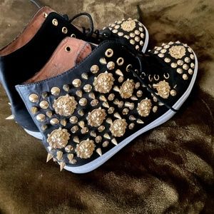 Jeffrey Campbell Gold Studded High Top Sneakers